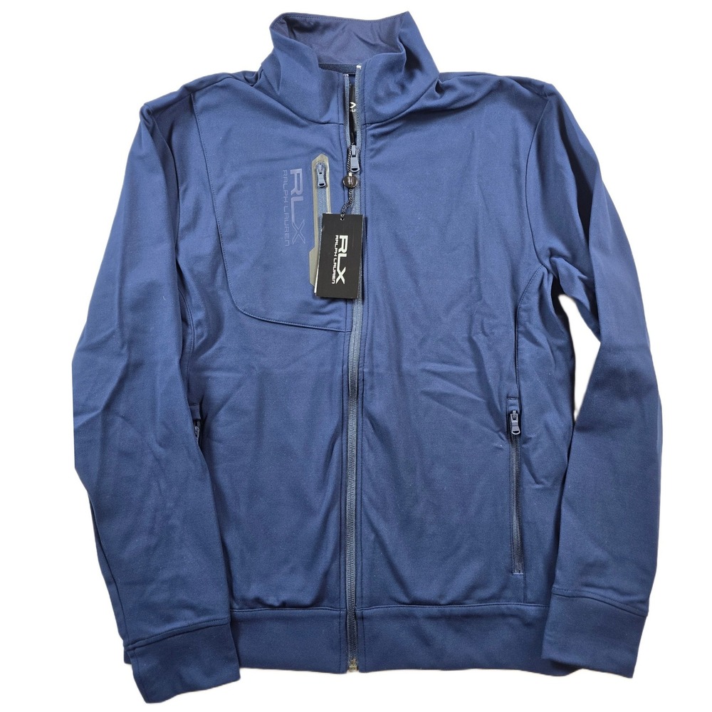 RLX Ralph Lauren Performance Track Jacket Mens Small Navy Blue Golf $198 NEW
